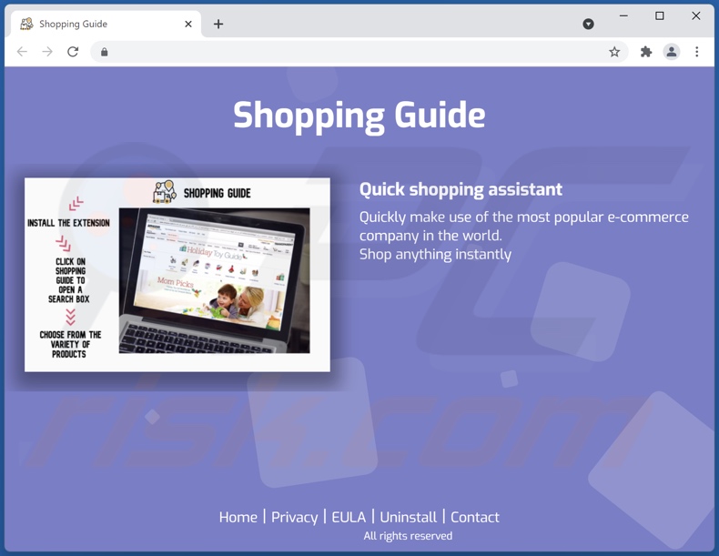 Webseite fördert Shopping Guide Adware