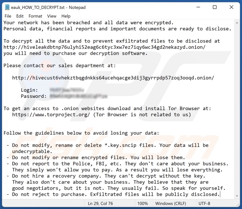 Sncip Ransomware Textdatei (eauk_HOW_TO_DECRYPT.txt)