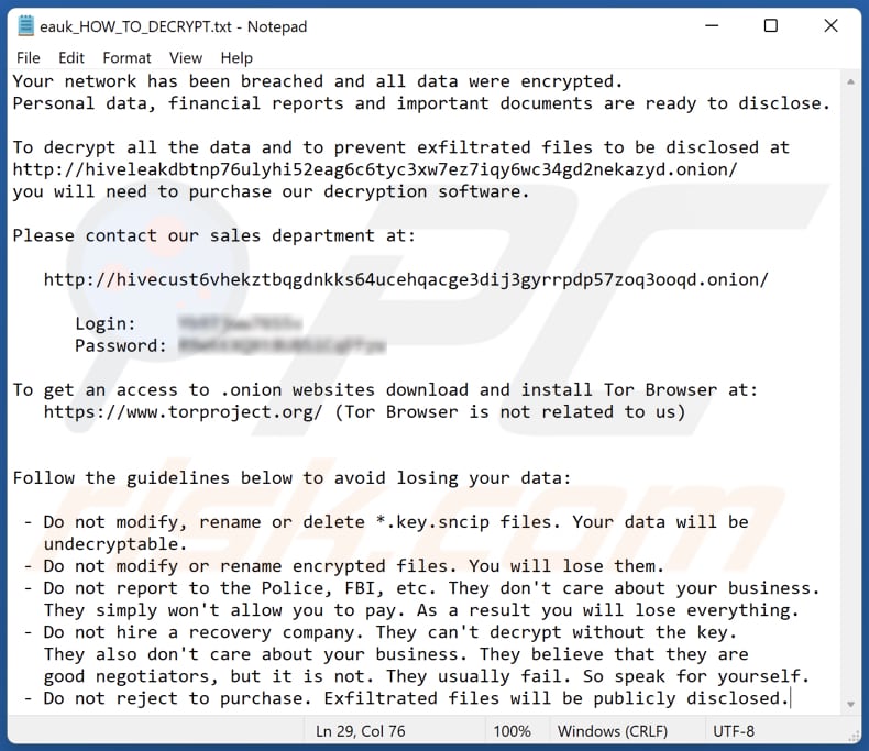 Sncip Ransomware Textdatei (eauk_HOW_TO_DECRYPT.txt)