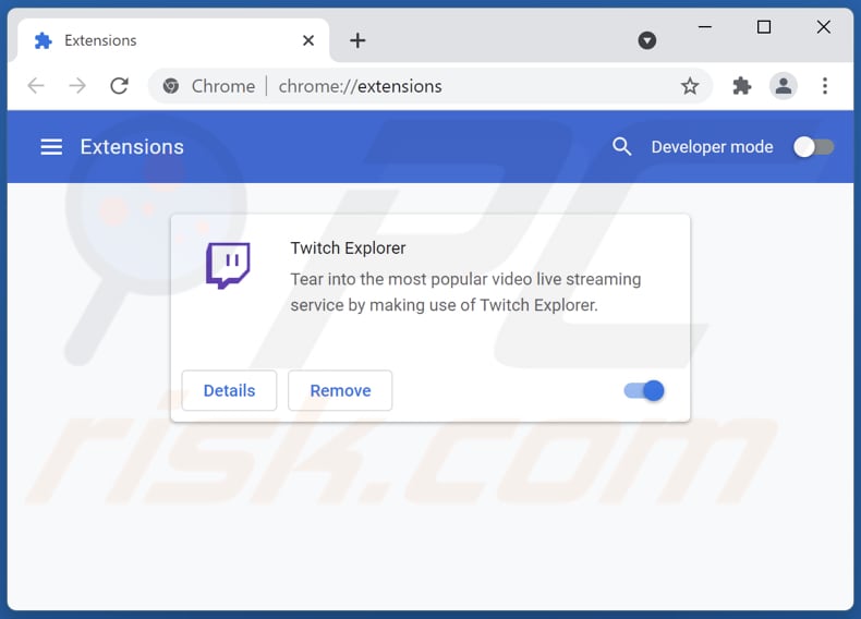 Twitch Explorer Adware von Google Chrome entfernen Schritt 2