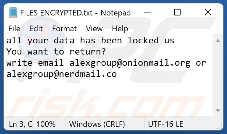 Xgpr Ransomware Textdatei (FILES ENCRYPTED.txt)