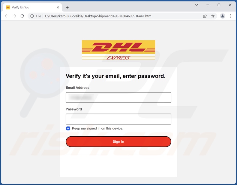 Phishing-Anhang wird durch die DHL Shipment Details Spam-Kampagne verbreitet (4609916441.html)