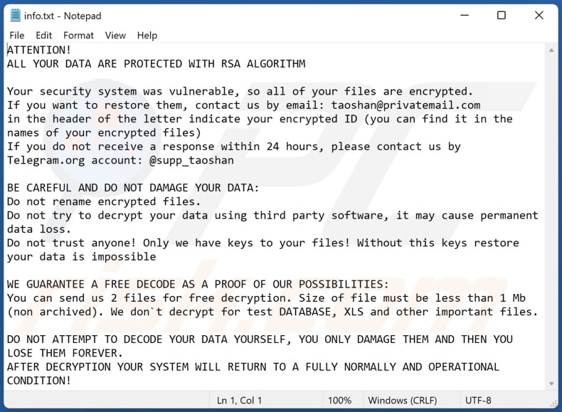 DIKE Ransomware Textdatei (info.txt)
