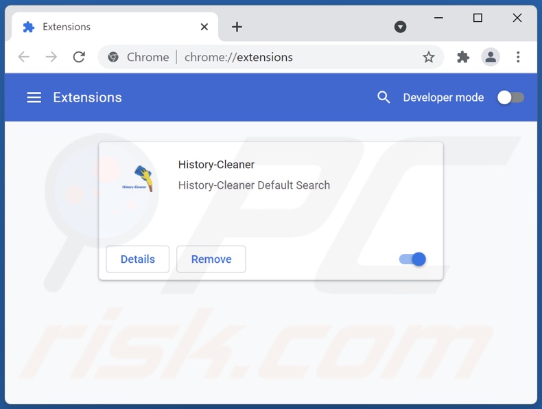 Mit history-cleaner.xyz verwandte Google Chrome Erweiterungen entfernen