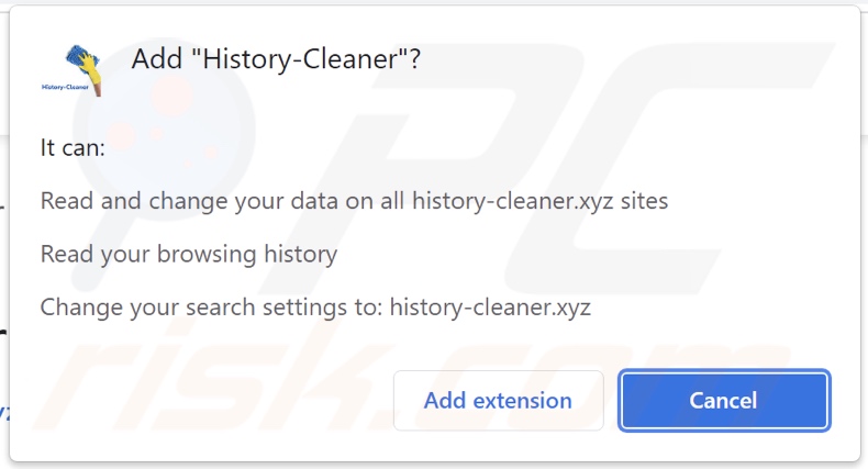 History-Cleaner Browserentführer bittet um Genehmigungen