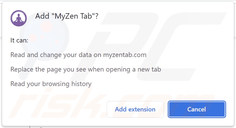 MyZen Tab Browserentführer bittet um Genehmigungen