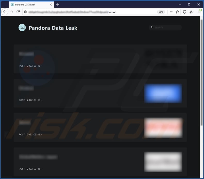 pandora Ransomware datenfreigebende Seite