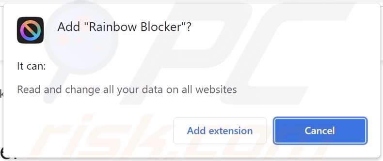 Rainbow Blocker Adware bittet um Genehmigungen