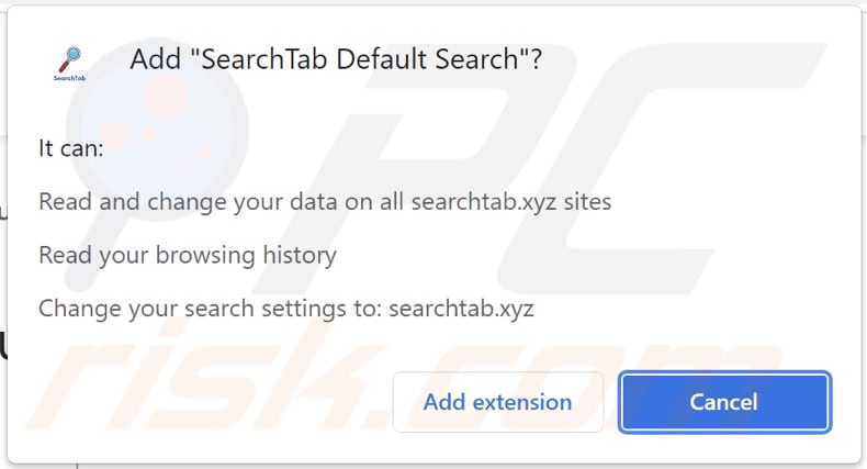 searchtab default search Browserentführer Browserbenachrichtigung