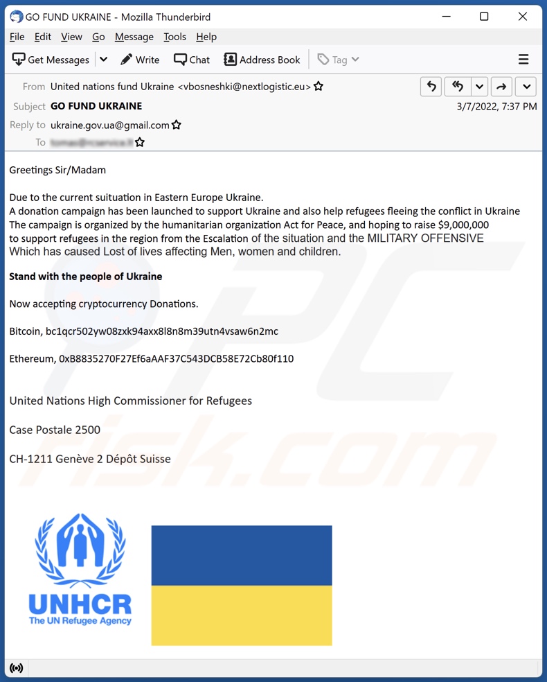 UNHCR E-Mail-Spamkampagne