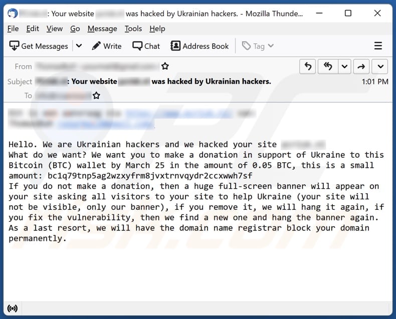 We are Ukrainian hackers and we hacked your site E-Mail-Betrug