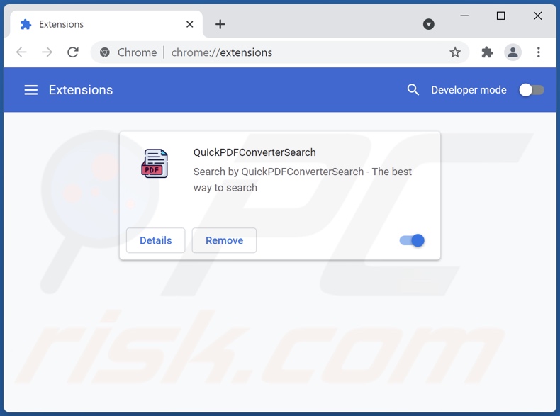 Mit quickpdfconvertersearch.com verwandte Google Chrome Erweiterungen entfernen