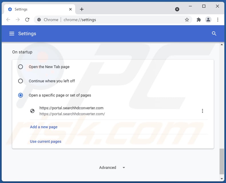 searchhdconverter.com von der Google Chrome Startseite entfernen