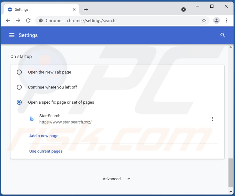 star-search.xyz von der Google Chrome Startseite entfernen