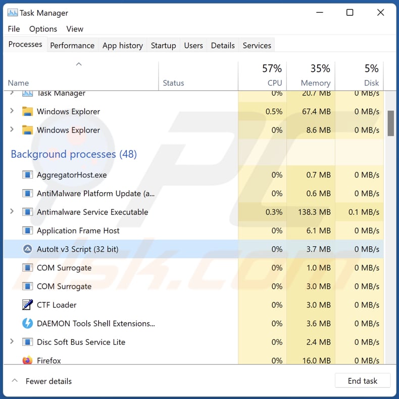 3ex2bjt2aiqdjkpafeuwmbb4t6mhml384p Clipper Malware läuft als autolt v3 script im Task-Manager