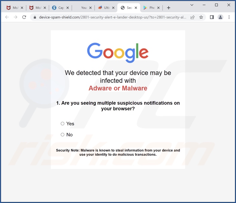 Chrome is infected with Trojan:SLocker Betrug