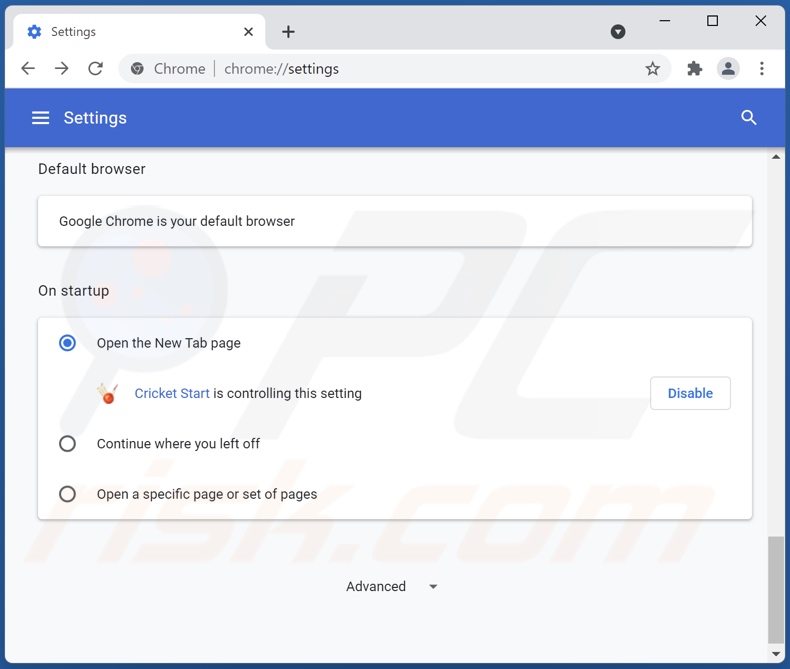 search.nstart.online von der Google Chrome Startseite entfernen