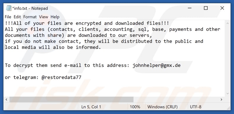 Decrypt Phobos Ransomware Lösegeldmitteilung Textdatei