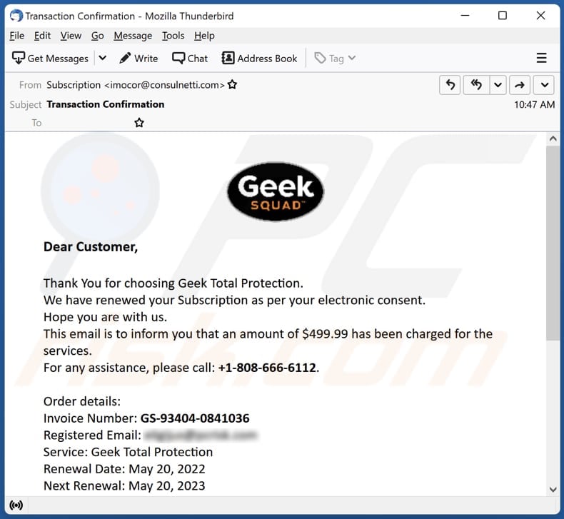 Geek Squad E-Mail Betrug