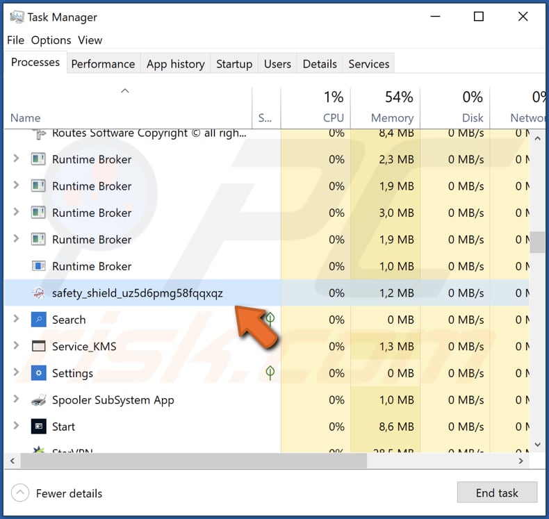 Safety Shield Malware läuft im Task-Manager