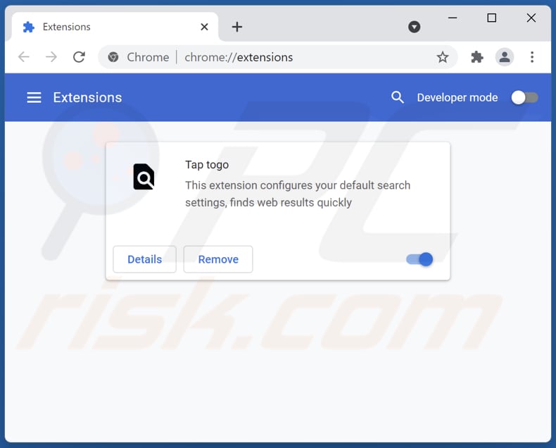 Mit togosearching.com verwandte Google Chrome Erweiterungen entfernen