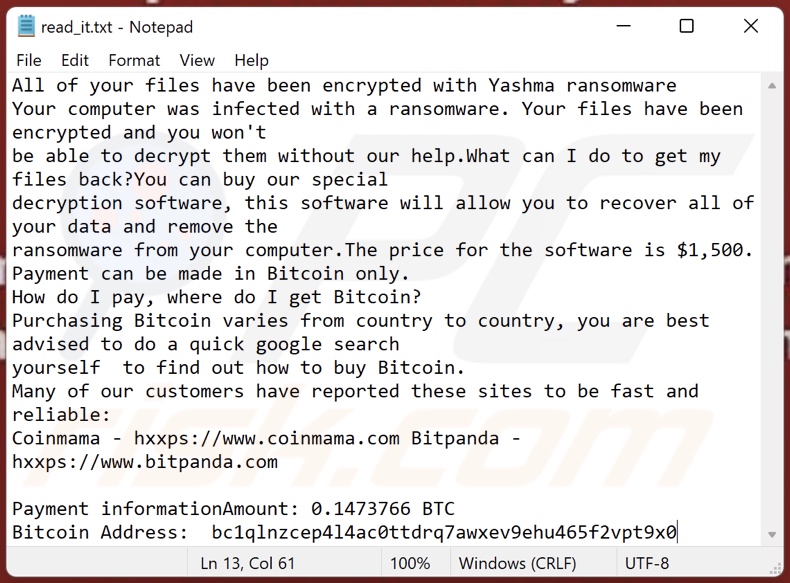 Yashma Ransomware Lösegeldfordernde Nachricht (read_it.txt)