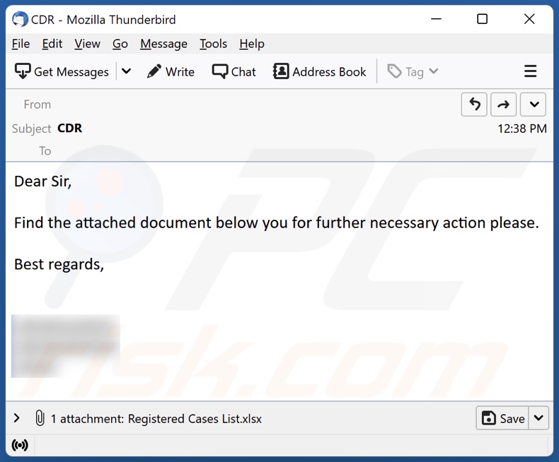 ZxxZ Trojaner verbreitet E-Mail 2