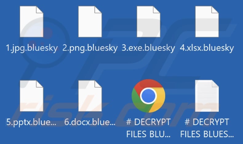 Von BlueSky Ransomware verschlüsselte Dateien (.bluesky Erweiterung)
