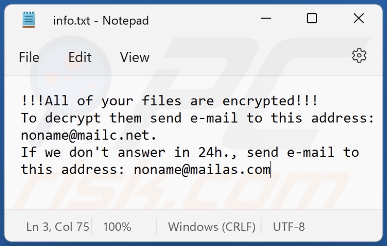 Non (Phobos) Ransomware Textdatei (info.txt)