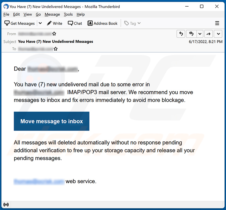 Unzustellbare E-Mails mit dem Thema Spam (2022-06-21)
