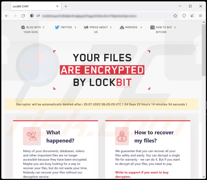 LockBit 3.0 Ransomware Chat Webseite