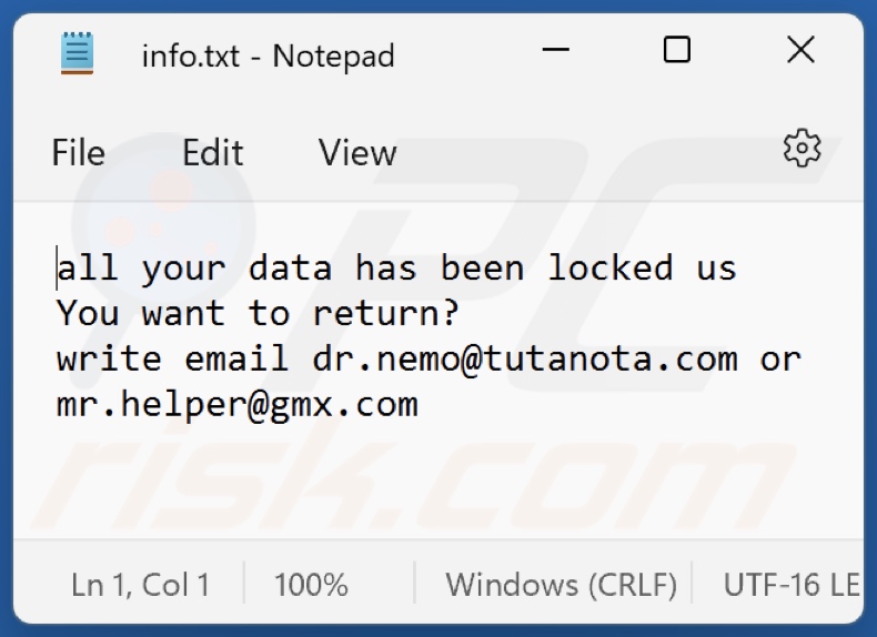 NMO Ransomware Textdatei (info.txt)