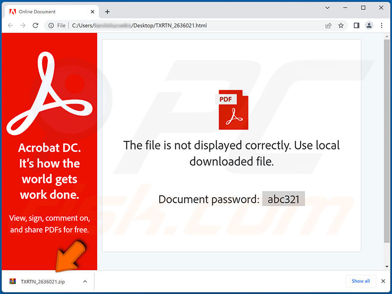 Windows Calculator Malware html Datei zur Verbreitung