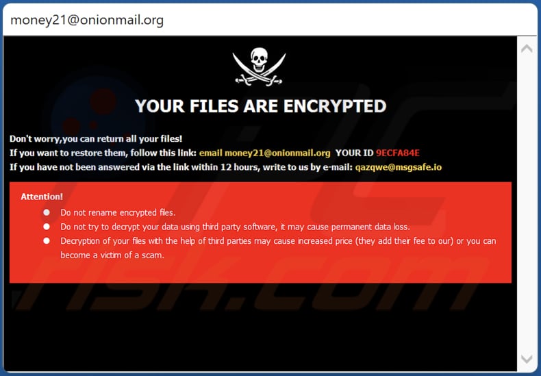 Xrom Ransomware Dialogfenster