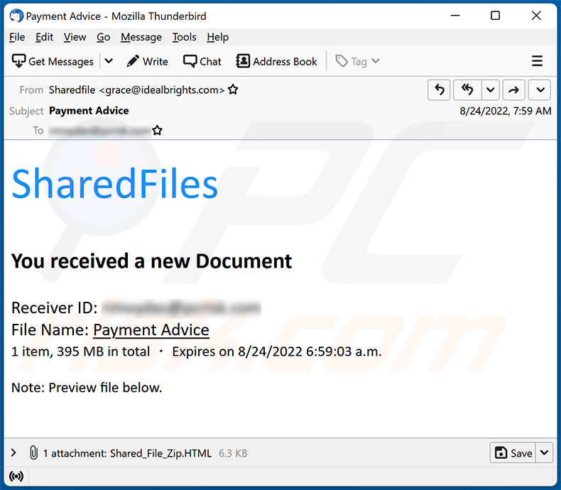 SharedFiles E-Mail-Betrug (2022-08-25)