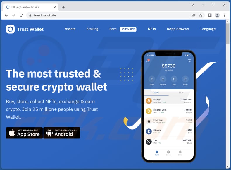 Fake Trust Wallet App Webseite - trusstwallet.site
