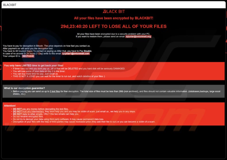 BlackBit Ransomware HTA Datei (info.hta)