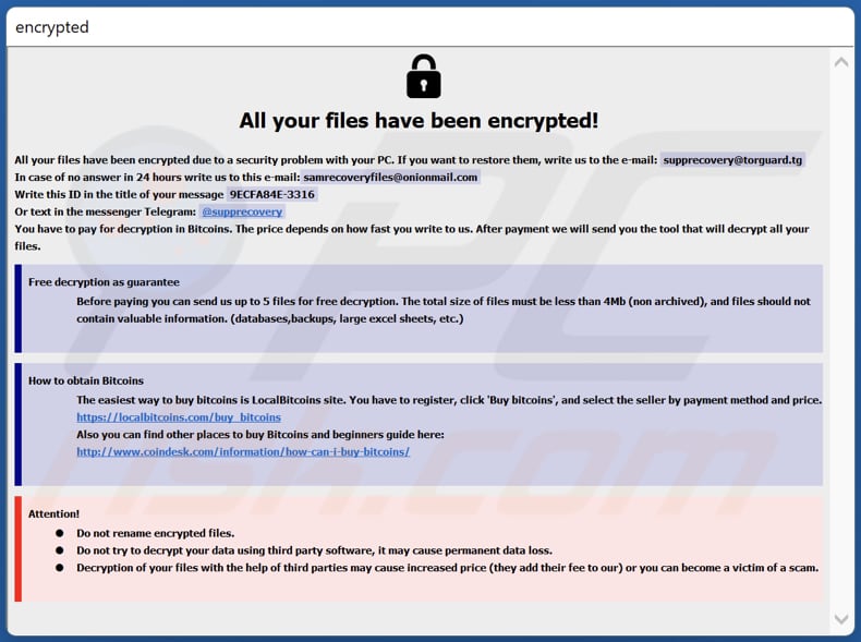 Duck Ransomware HTA Datei (info.hta)