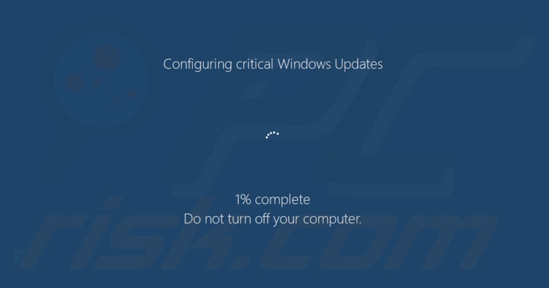 HORNET Ransomware zeigt einen gefälschten Windows OS Update-Bildschirm