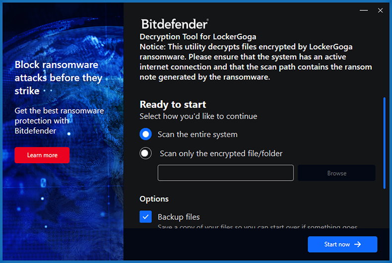 LockerGoga Entschlüsseler von Bitdefender