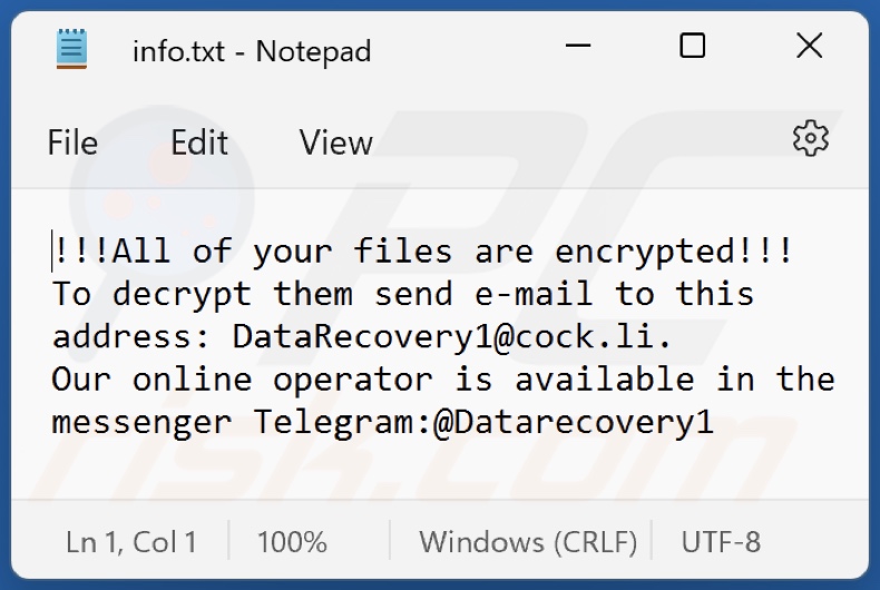 MLF Ransomware Textdatei (info.txt)