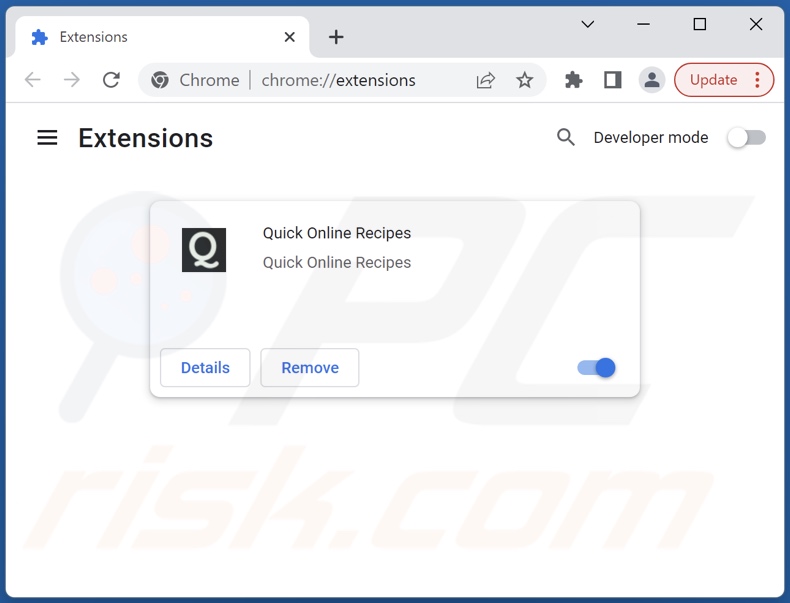 Quick Online Recipes Werbung von Google Chrome entfernen Schritt 2