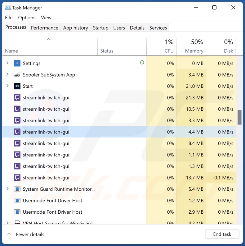 Streamlink-twitch-gui Adware-Prozess im Task-Manager (streamlink-twitch-gui - Prozessname)