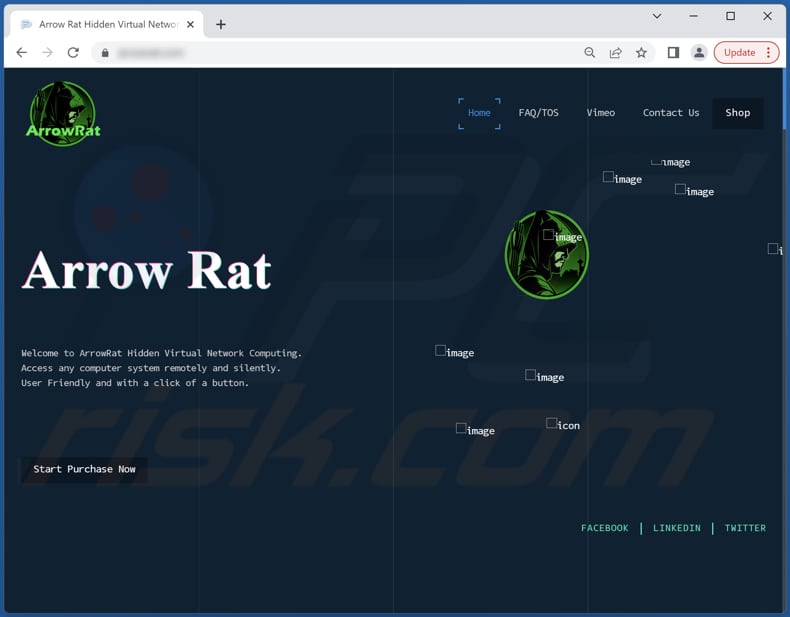 ArrowRAT Malware Webseite