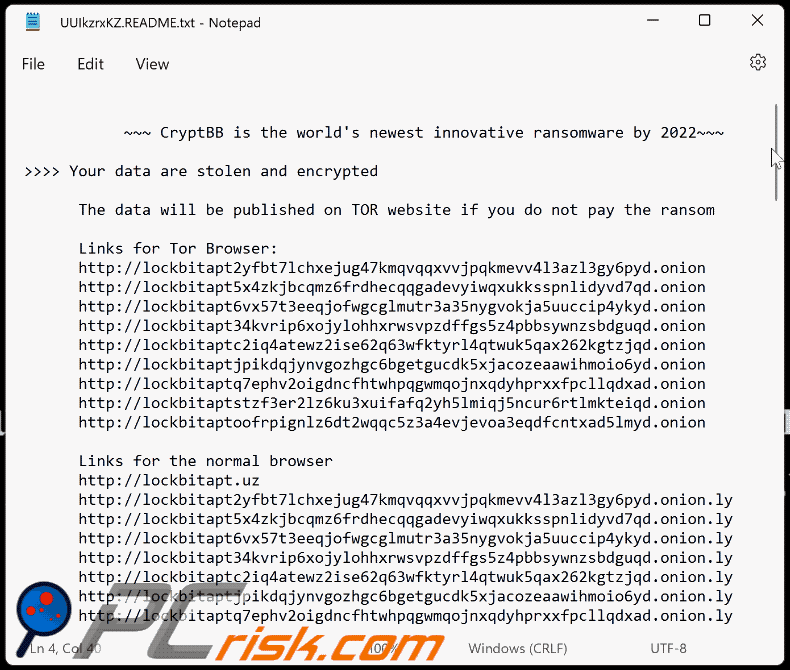 CryptBB Ransomware Lösegeldmitteilung ([random_string].README.txt) GIF