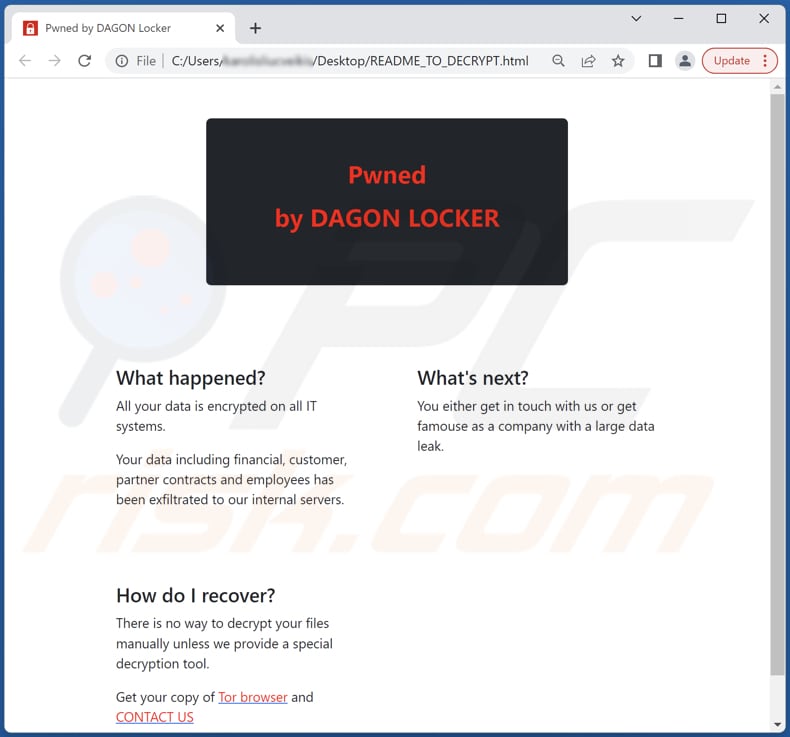 DAGON LOCKER Ransomware html Datei (README_TO_DECRYPT.html)