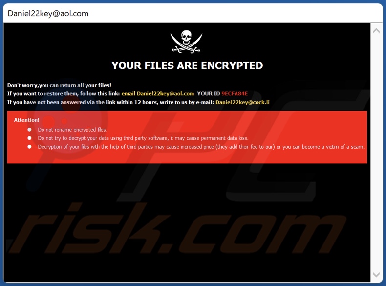 Dkey Ransomware Lösegeldmitteilung (Pop-up)