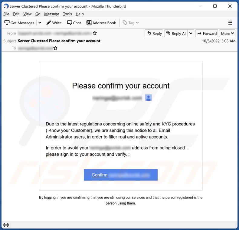 Please Confirm Your Account E-Mail Spam-Kampagne