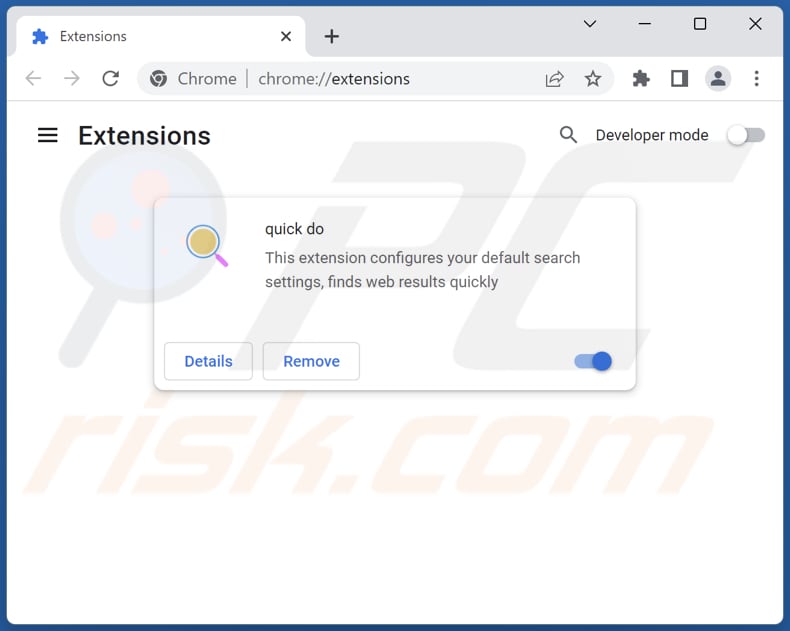 Mit quicknewtab.com verwandte Google Chrome Erweiterungen entfernen