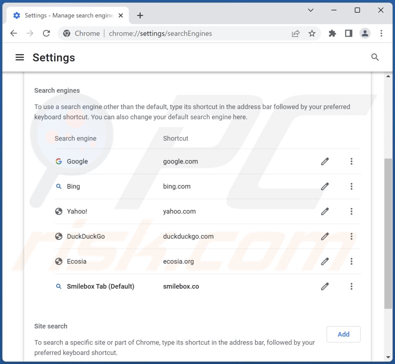 smilebox.co von der Google Chrome Standardsuchmaschine entfernen